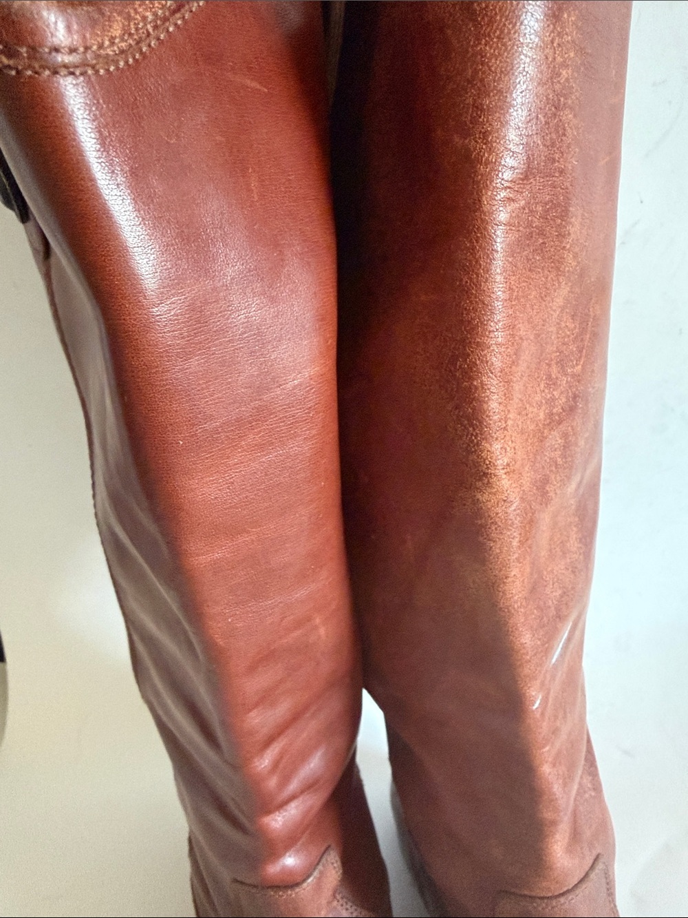 Frye Melissa Button Pull-on Brown Leather Tall Riding Cowboy Boots size 7.5 B - Picture 4 of 15